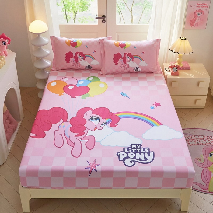 91家纺网 家纺一手货源 找家纺 蘭菲家纺 2026新款全棉纯棉大版卡通单床笠床笠单件-小马宝莉 摩登.宝莉