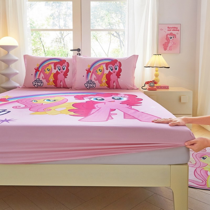 91家纺网 家纺一手货源 找家纺 蘭菲家纺 2026新款全棉纯棉大版卡通单床笠床笠单件-小马宝莉 伙伴.宝莉