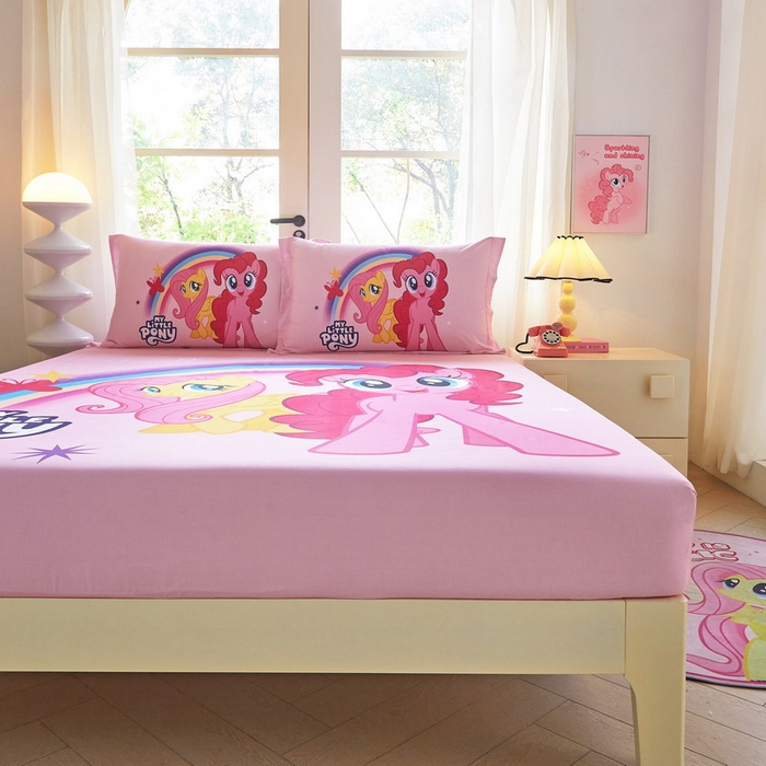 91家纺网 家纺一手货源 找家纺 蘭菲家纺 2026新款全棉纯棉大版卡通单床笠床笠单件-小马宝莉 伙伴.宝莉