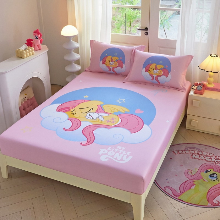 91家纺网 家纺一手货源 找家纺 蘭菲家纺 2026新款全棉纯棉大版卡通单床笠床笠单件-小马宝莉 晚安.宝莉