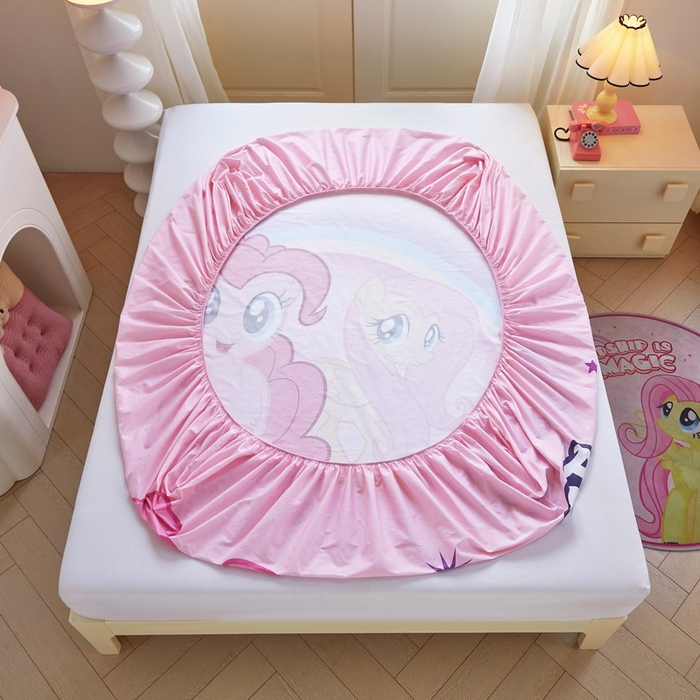 91家纺网 家纺一手货源 找家纺 蘭菲家纺 2026新款全棉纯棉大版卡通单床笠床笠单件-小马宝莉 伙伴.宝莉