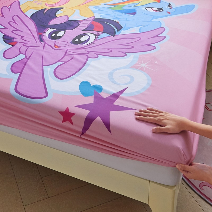 91家纺网 家纺一手货源 找家纺 蘭菲家纺 2026新款全棉纯棉大版卡通单床笠床笠单件-小马宝莉 飞翔.宝莉