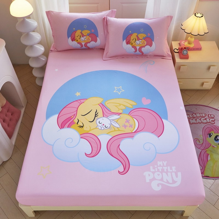 91家纺网 家纺一手货源 找家纺 蘭菲家纺 2026新款全棉纯棉大版卡通单床笠床笠单件-小马宝莉 晚安.宝莉