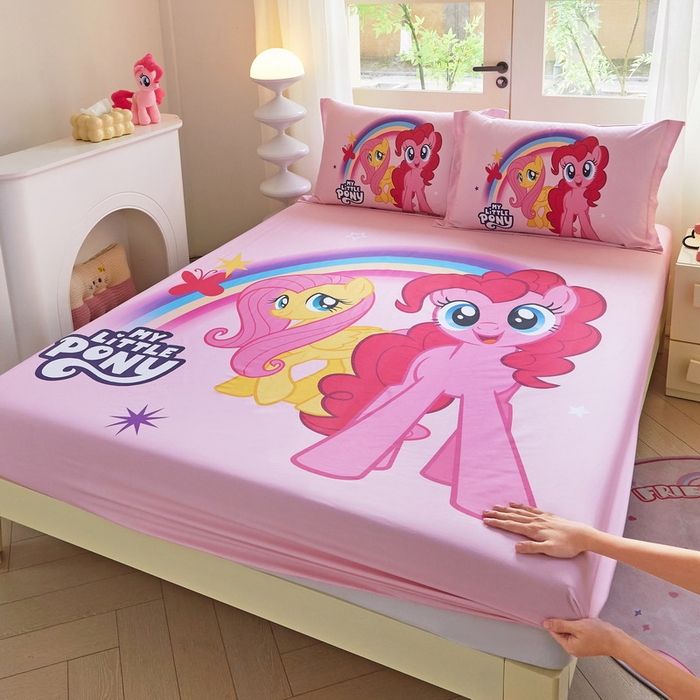 蘭菲家纺 2026新款全棉纯棉大版卡通单床笠床笠单件-小马宝莉 伙伴.宝莉