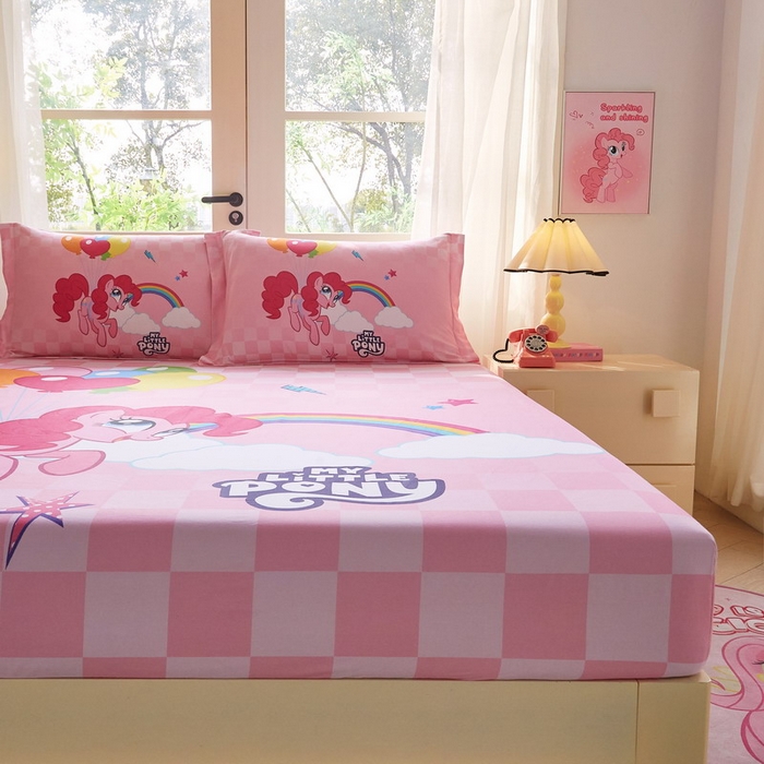 91家纺网 家纺一手货源 找家纺 蘭菲家纺 2026新款全棉纯棉大版卡通单床笠床笠单件-小马宝莉 摩登.宝莉