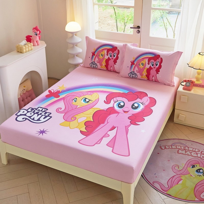 91家纺网 家纺一手货源 找家纺 蘭菲家纺 2026新款全棉纯棉大版卡通单床笠床笠单件-小马宝莉 伙伴.宝莉