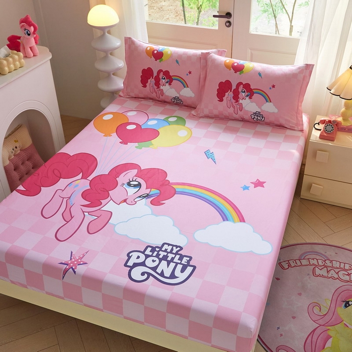 91家纺网 家纺一手货源 找家纺 蘭菲家纺 2026新款全棉纯棉大版卡通单床笠床笠单件-小马宝莉 摩登.宝莉