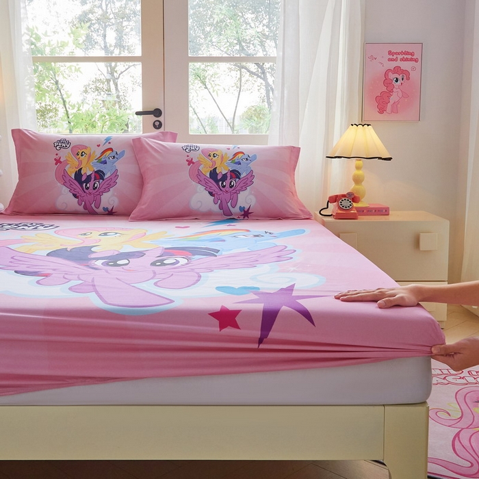 91家纺网 家纺一手货源 找家纺 蘭菲家纺 2026新款全棉纯棉大版卡通单床笠床笠单件-小马宝莉 飞翔.宝莉