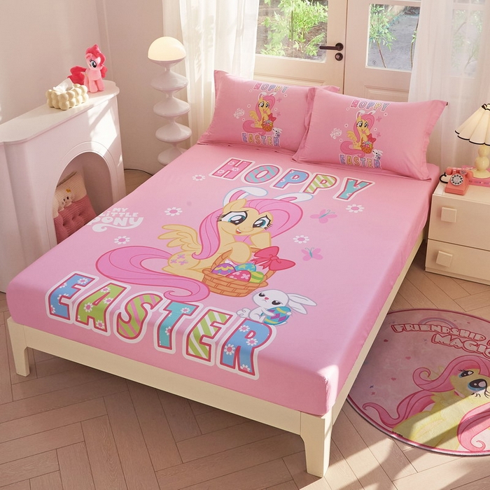 91家纺网 家纺一手货源 找家纺 蘭菲家纺 2026新款全棉纯棉大版卡通单床笠床笠单件-小马宝莉 粉色.宝莉