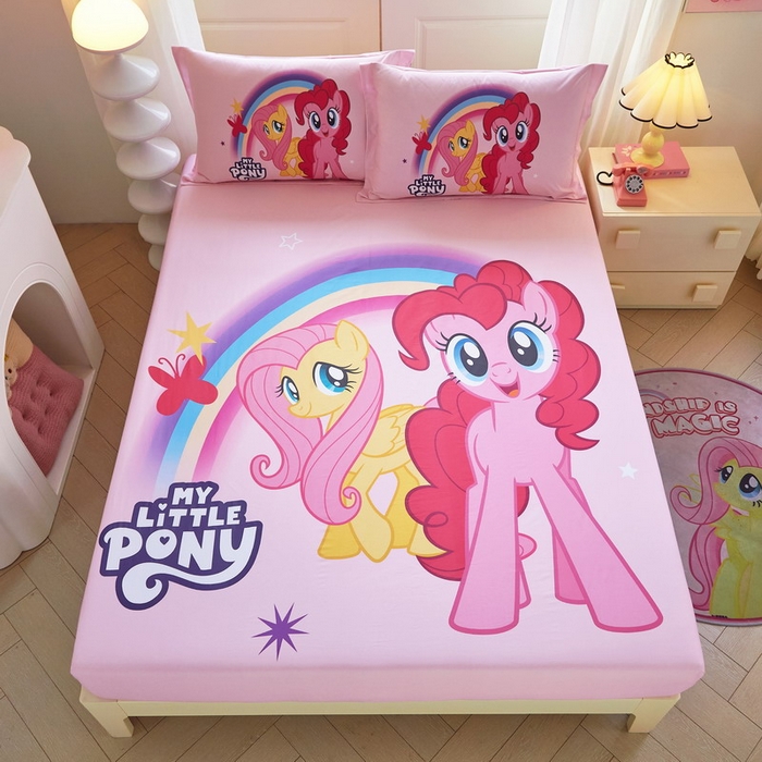 91家纺网 家纺一手货源 找家纺 蘭菲家纺 2026新款全棉纯棉大版卡通单床笠床笠单件-小马宝莉 伙伴.宝莉