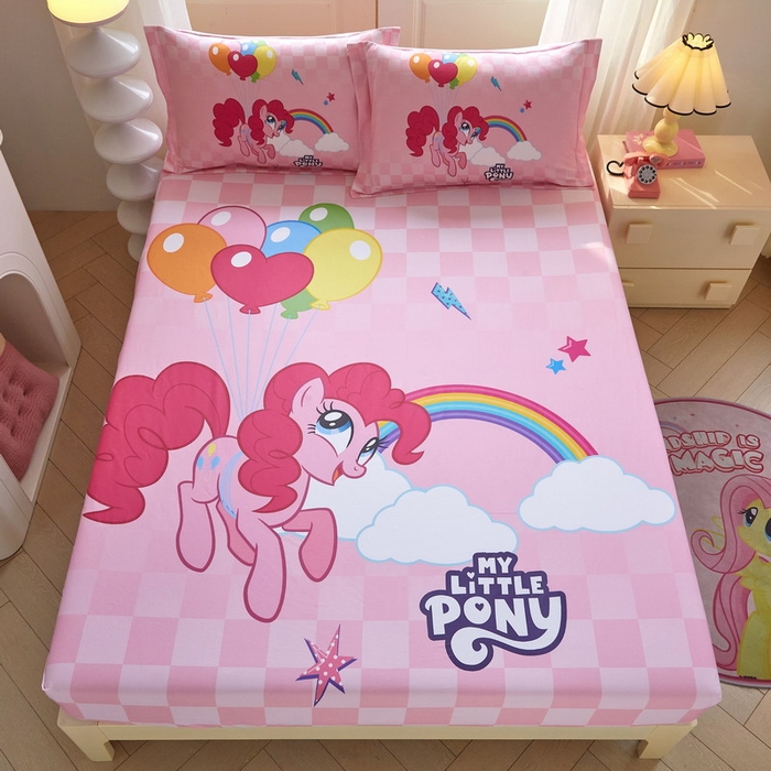 91家纺网 家纺一手货源 找家纺 蘭菲家纺 2026新款全棉纯棉大版卡通单床笠床笠单件-小马宝莉 摩登.宝莉