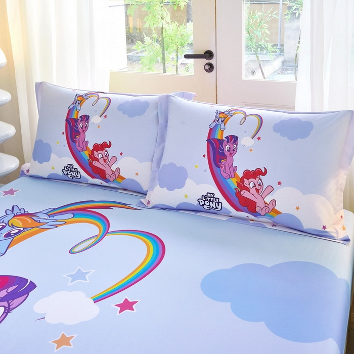 91家纺网 家纺一手货源 找家纺 蘭菲家纺 2026新款全棉纯棉大版卡通单床笠床笠单件-小马宝莉 嗨皮.宝莉