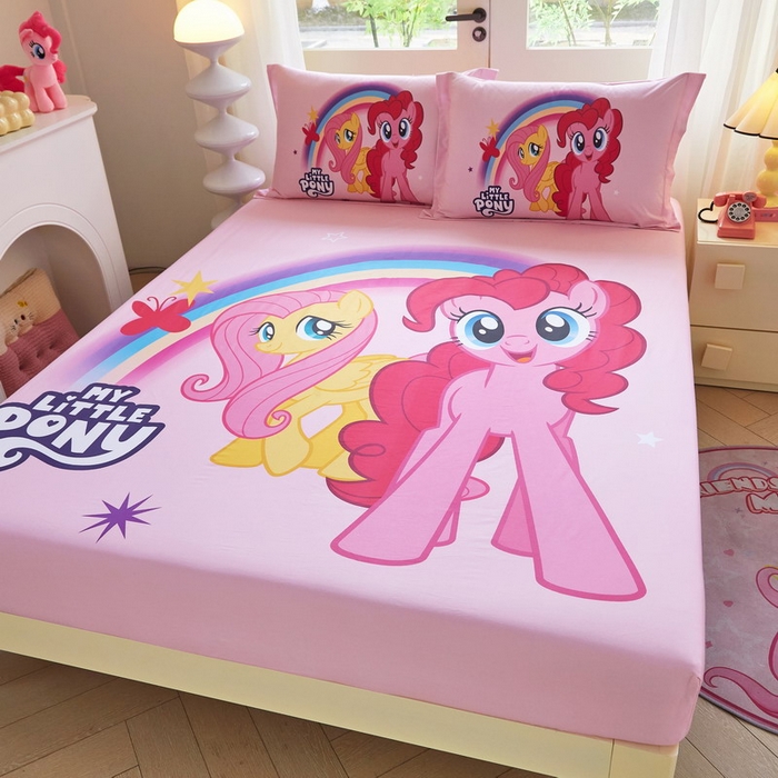 91家纺网 家纺一手货源 找家纺 蘭菲家纺 2026新款全棉纯棉大版卡通单床笠床笠单件-小马宝莉 伙伴.宝莉