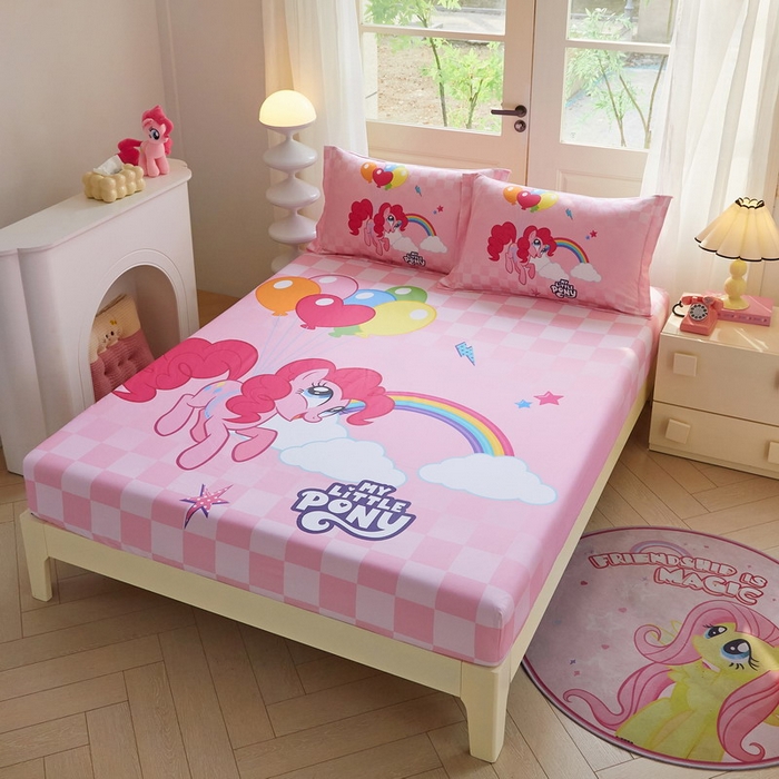 91家纺网 家纺一手货源 找家纺 蘭菲家纺 2026新款全棉纯棉大版卡通单床笠床笠单件-小马宝莉 摩登.宝莉