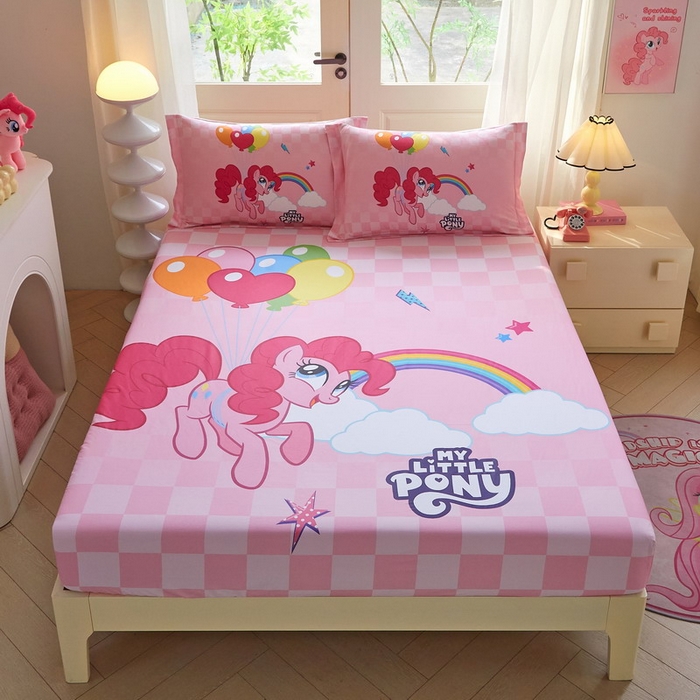 91家纺网 家纺一手货源 找家纺 蘭菲家纺 2026新款全棉纯棉大版卡通单床笠床笠单件-小马宝莉 摩登.宝莉