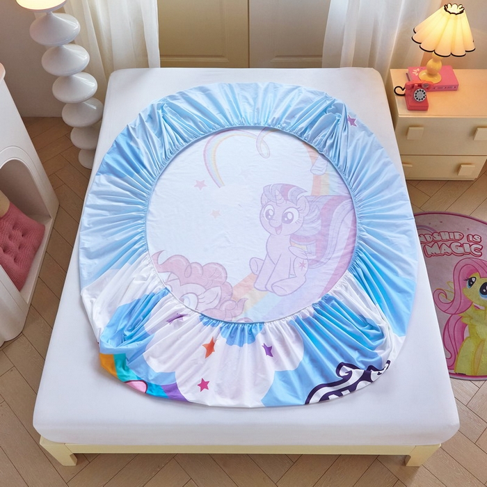 91家纺网 家纺一手货源 找家纺 蘭菲家纺 2026新款全棉纯棉大版卡通单床笠床笠单件-小马宝莉 嗨皮.宝莉