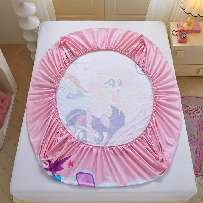 91家纺网 家纺一手货源 找家纺 蘭菲家纺 2026新款全棉纯棉大版卡通单床笠床笠单件-小马宝莉 飞翔.宝莉