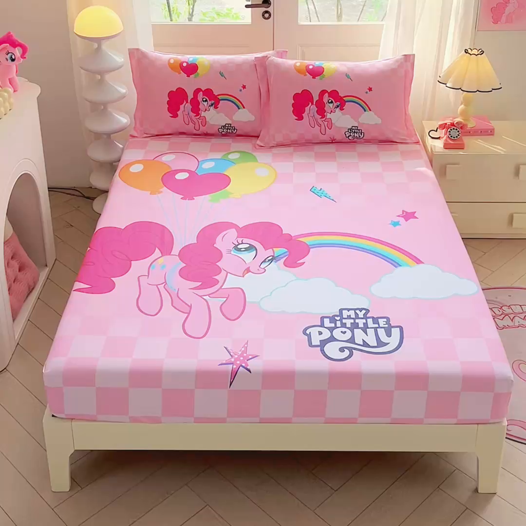 91家纺网 家纺一手货源 找家纺 蘭菲家纺 2026新款全棉纯棉大版卡通单床笠床笠单件-小马宝莉 摩登.宝莉