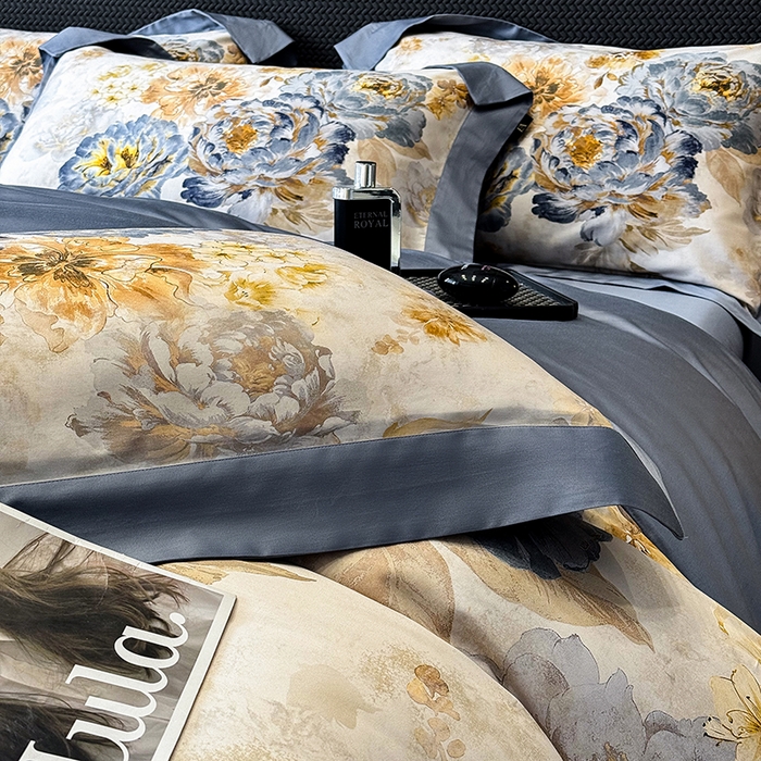 91家纺网 家纺一手货源 找家纺 东方名伶 2025新款50S全棉数码印花长绒棉四件套 盛世牡丹