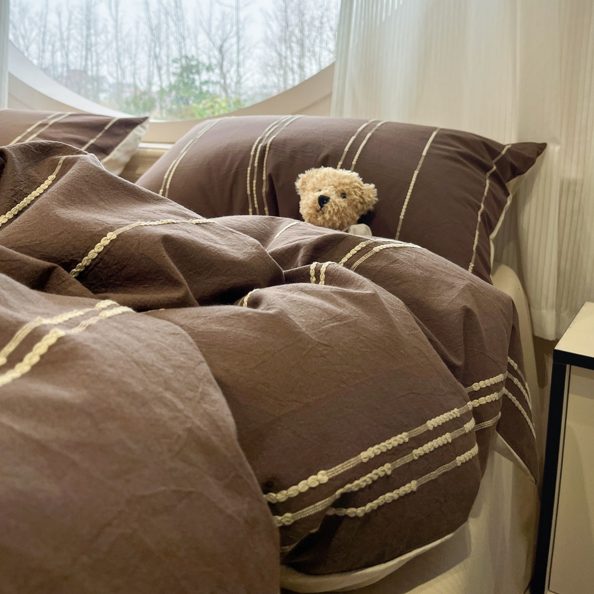 91家纺网 家纺一手货源 找家纺 （总）莱茵家居 2026新款A类60支全棉纯棉复古美拉德色织提花四件套-慕星系列