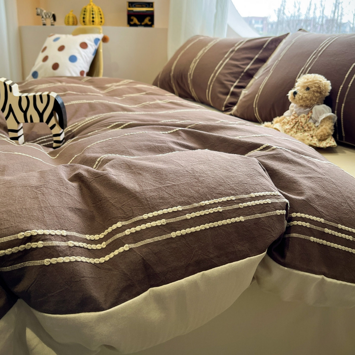 91家纺网 家纺一手货源 找家纺 （总）莱茵家居 2026新款A类60支全棉纯棉复古美拉德色织提花四件套-慕星系列