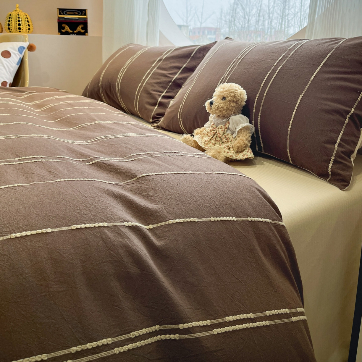 91家纺网 家纺一手货源 找家纺 （总）莱茵家居 2026新款A类60支全棉纯棉复古美拉德色织提花四件套-慕星系列