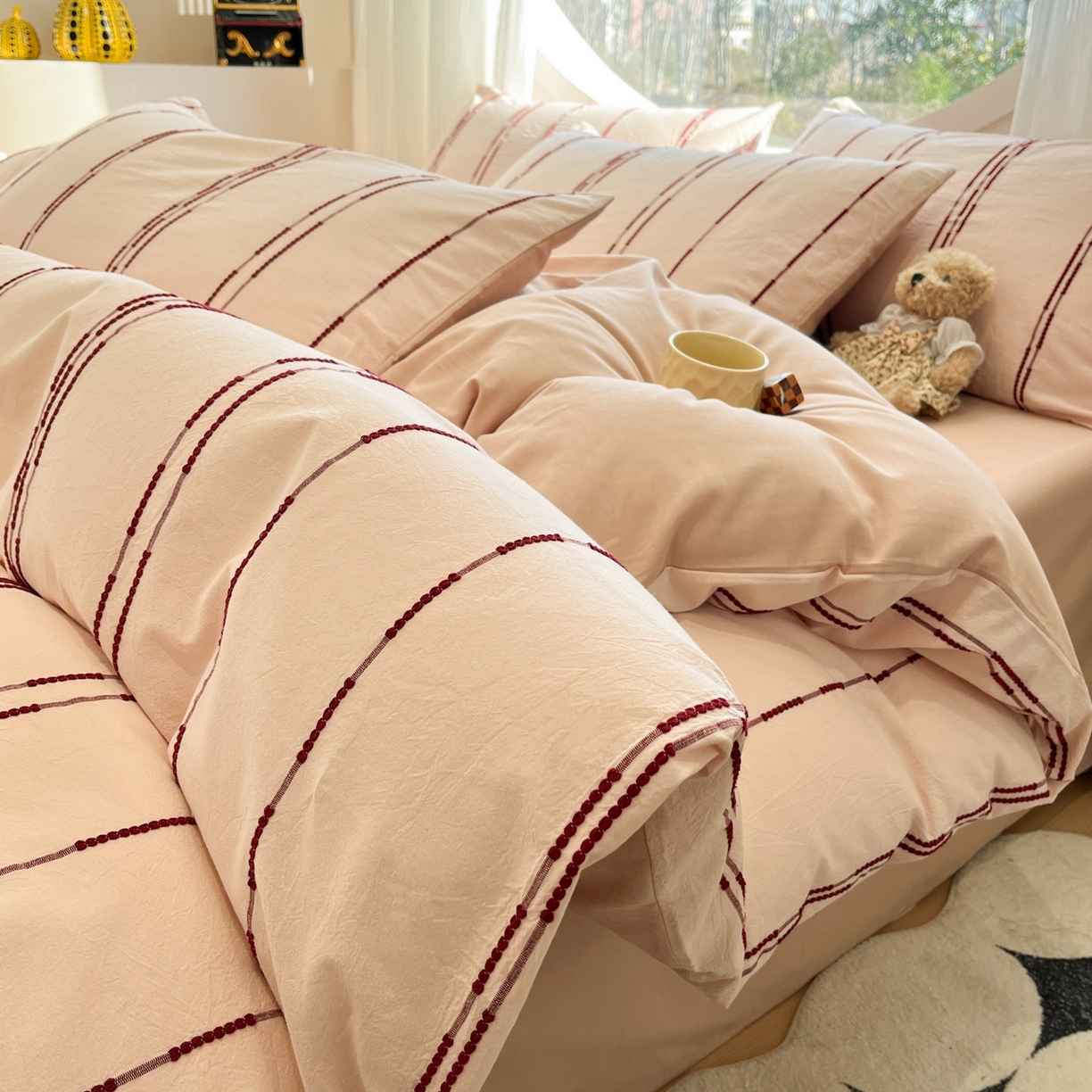 91家纺网 家纺一手货源 找家纺 （总）莱茵家居 2026新款A类60支全棉纯棉复古美拉德色织提花四件套-慕星系列