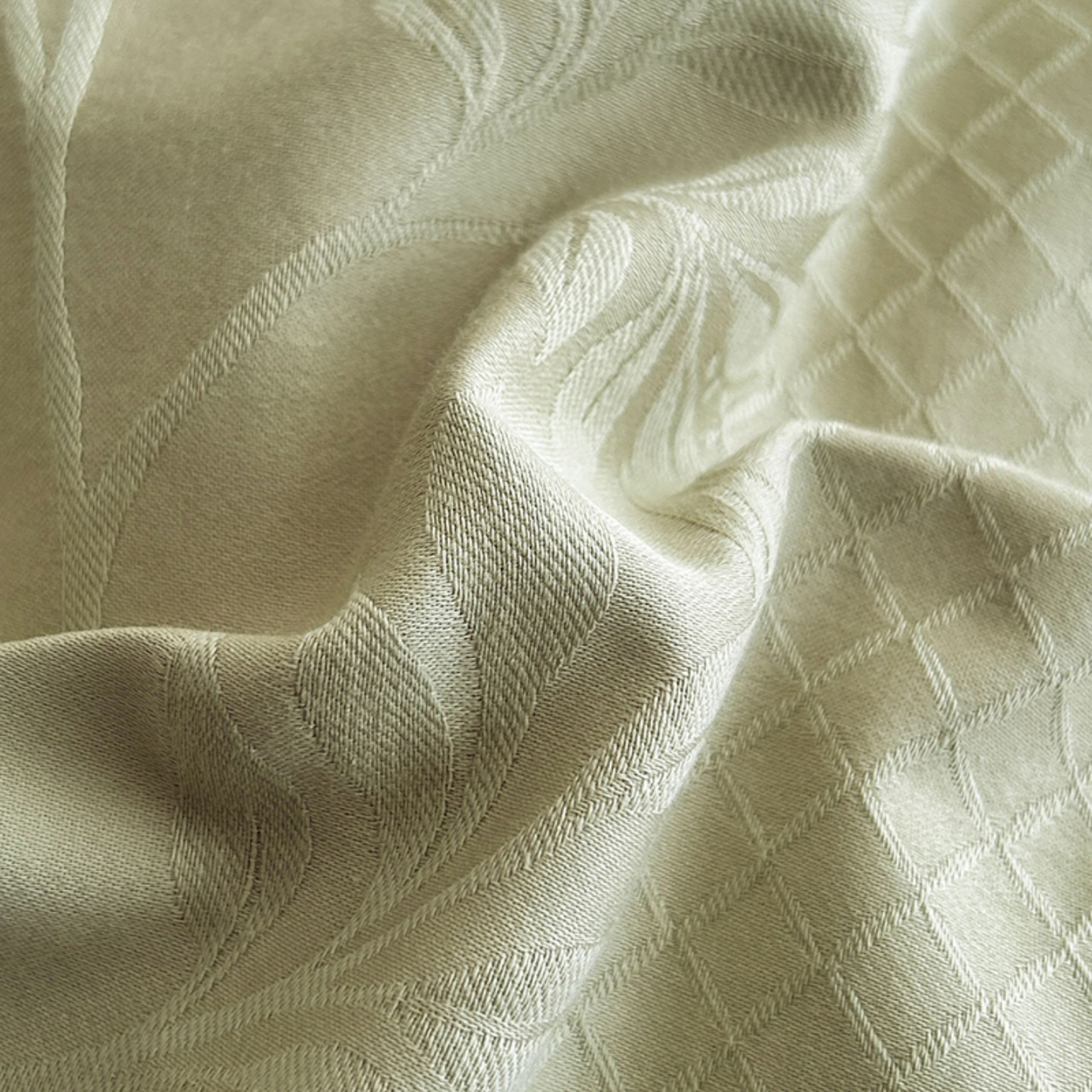 91家纺网 家纺一手货源 找家纺 莱茵家居 2026新款A类60支长绒棉纯棉提花贡缎大提花四件套光泽绸缎感轻奢风 湫波-绿