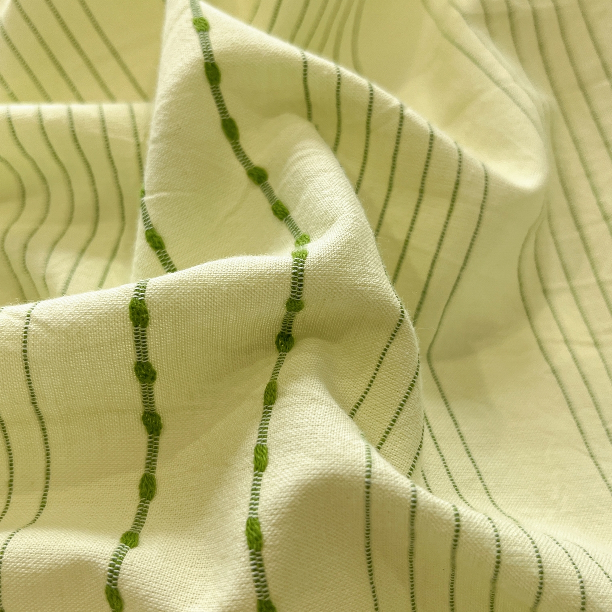 91家纺网 家纺一手货源 找家纺 莱茵家居 2026新款A类全棉纯棉色织大提花贝壳边四件套-序语松间系列 序语-绿