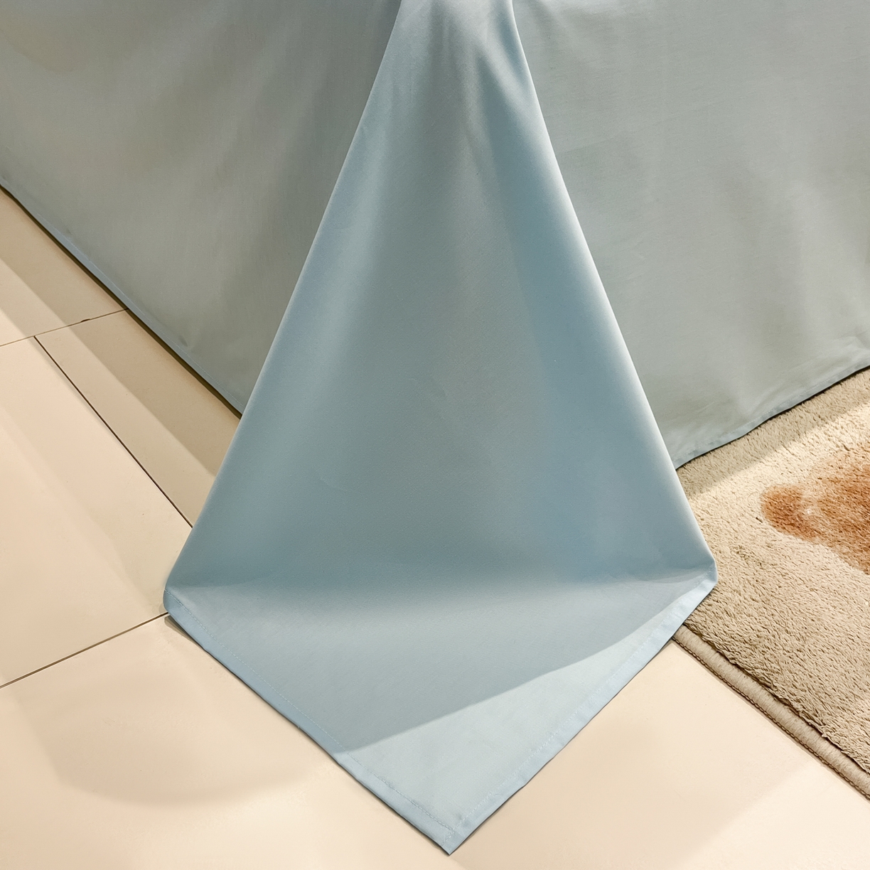 91家纺网 家纺一手货源 找家纺 莱茵家居 2026新款A类全棉纯棉色织大提花贝壳边四件套-序语松间系列 松间-蓝