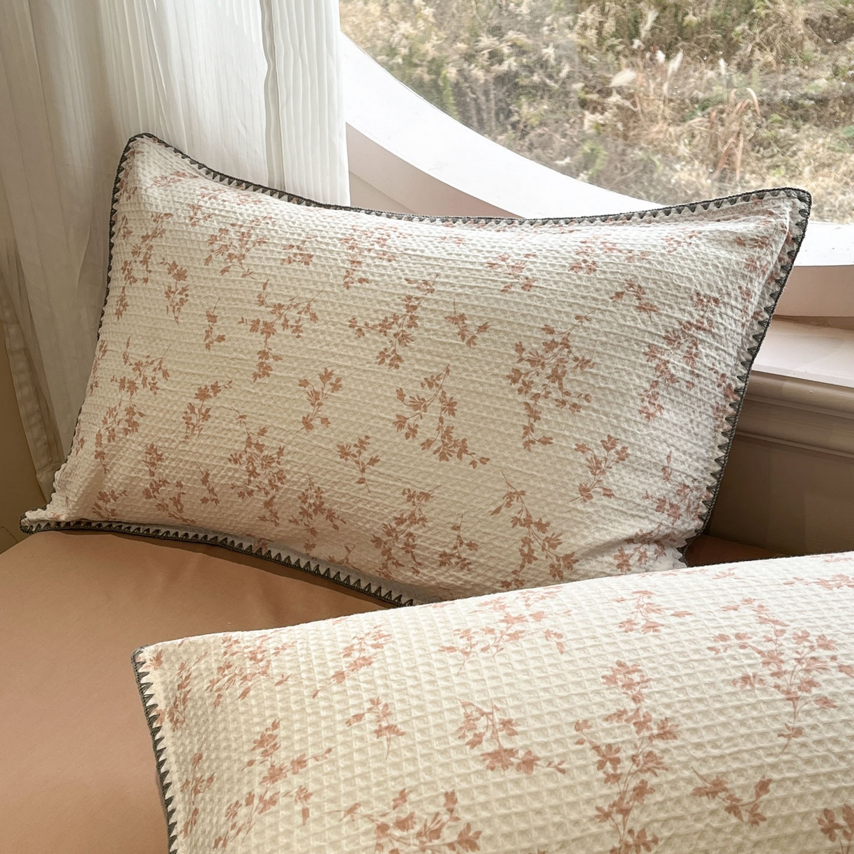 91家纺网 家纺一手货源 找家纺 莱茵家居 2026新款A类全棉华夫格印花贝壳边套件-华夫系列 华夫-苏黎