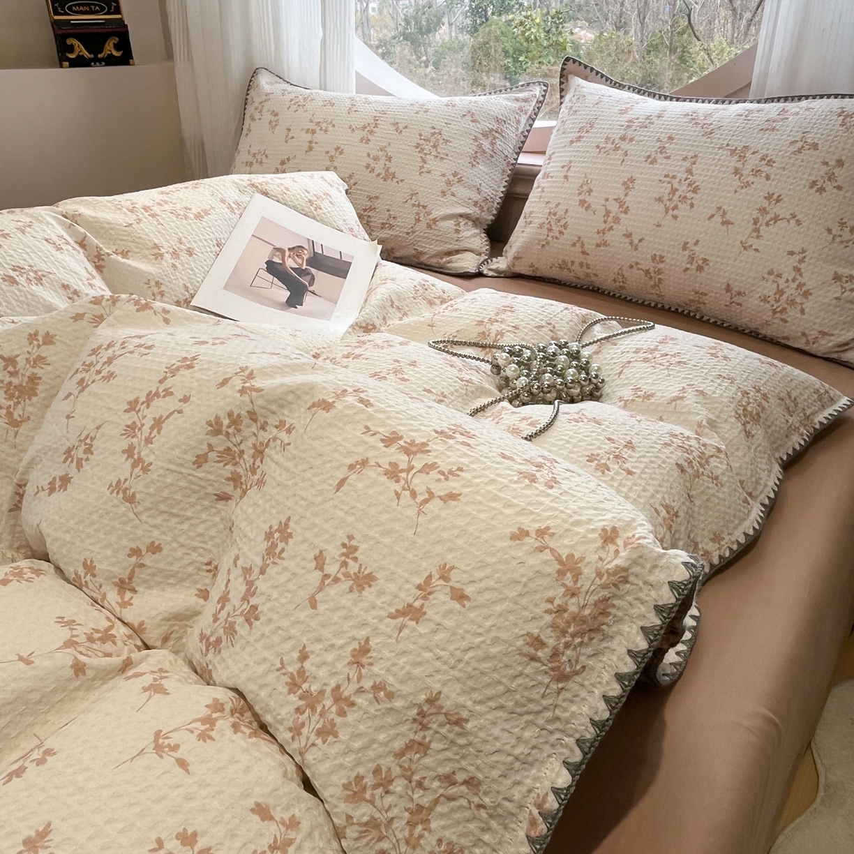 91家纺网 家纺一手货源 找家纺 莱茵家居 2026新款A类全棉华夫格印花贝壳边套件-华夫系列 华夫-苏黎