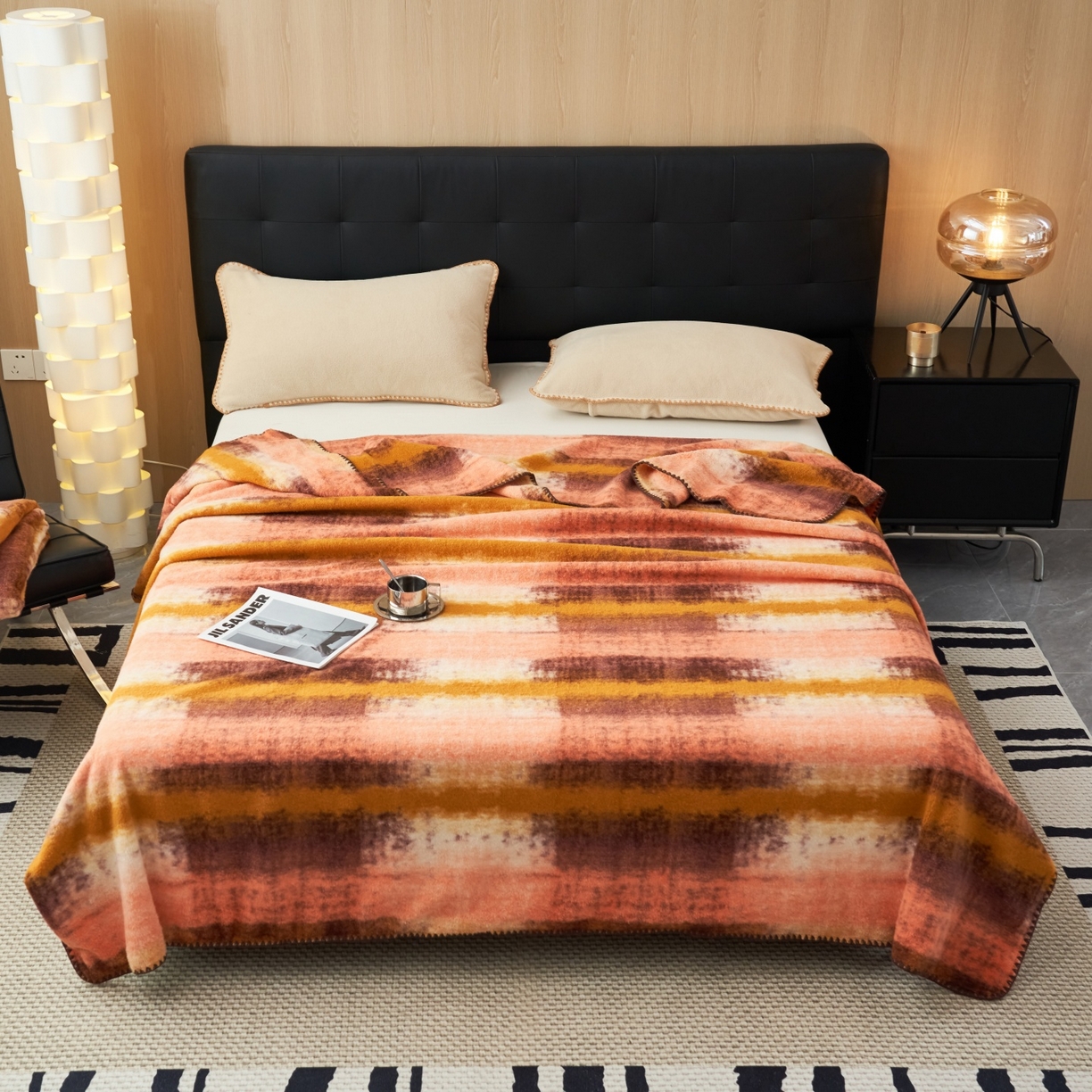 91家纺网 家纺一手货源 找家纺 莱家富 2026新款加厚高端仿羊绒毛毯沙发盖毯午睡盖被双层复古四季毯礼盒装 巴克洛