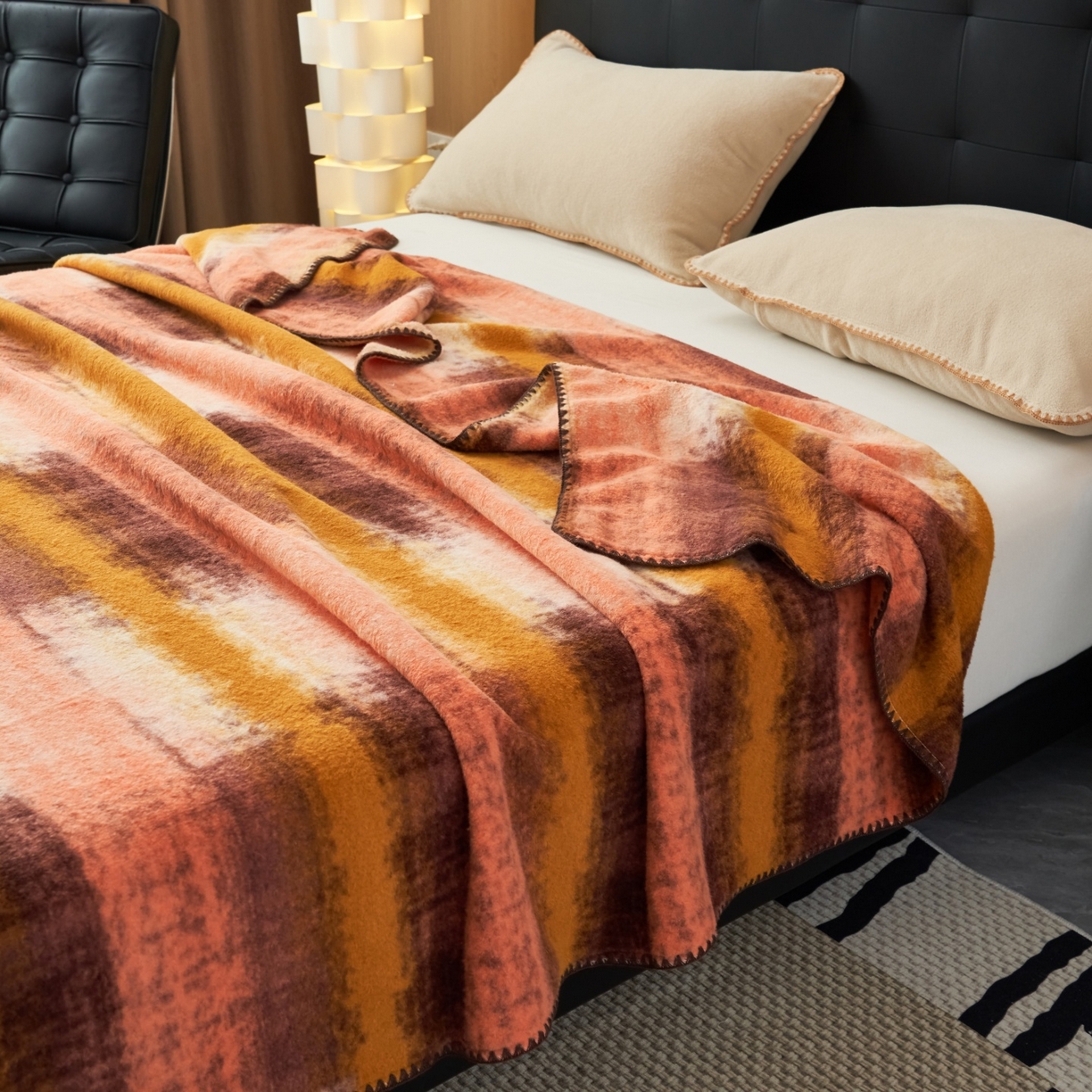 91家纺网 家纺一手货源 找家纺 莱家富 2026新款加厚高端仿羊绒毛毯沙发盖毯午睡盖被双层复古四季毯礼盒装 巴克洛