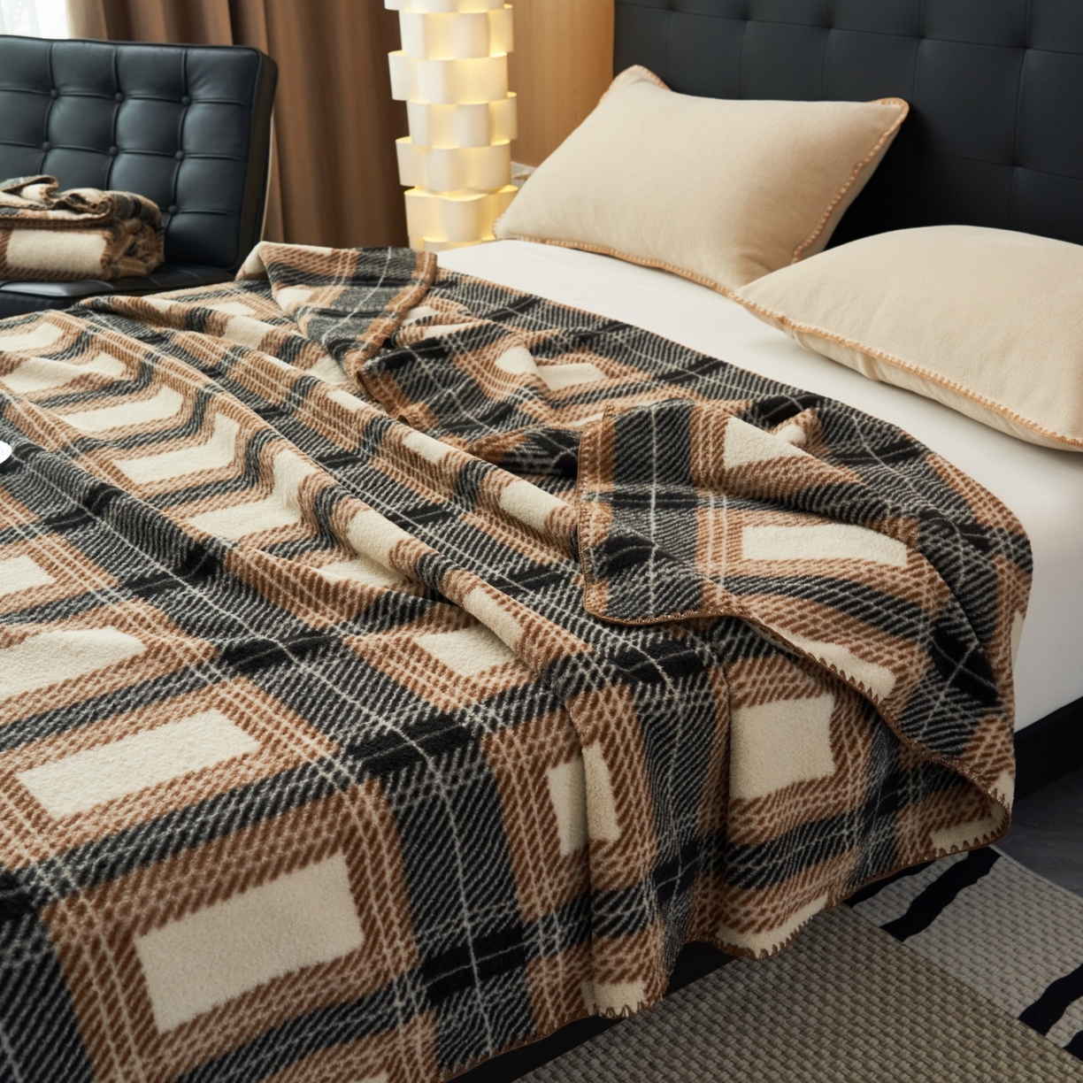 91家纺网 家纺一手货源 找家纺 莱家富 2026新款加厚高端仿羊绒毛毯沙发盖毯午睡盖被双层复古四季毯礼盒装 贝蒂斯