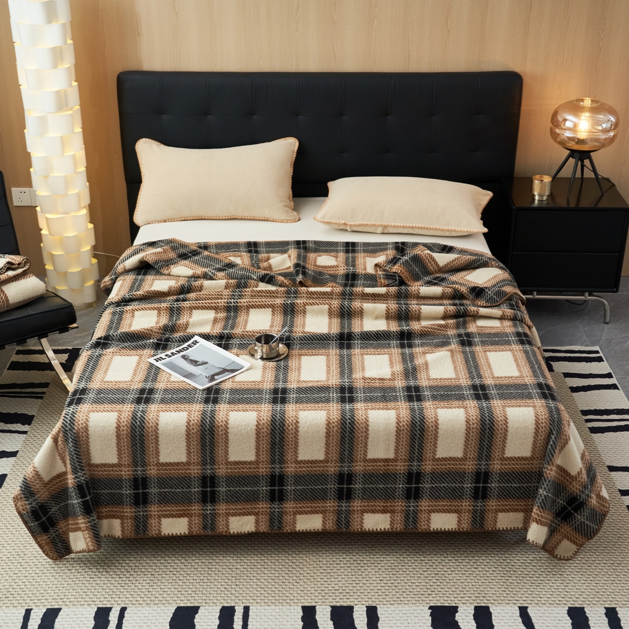 91家纺网 家纺一手货源 找家纺 莱家富 2026新款加厚高端仿羊绒毛毯沙发盖毯午睡盖被双层复古四季毯礼盒装 贝蒂斯