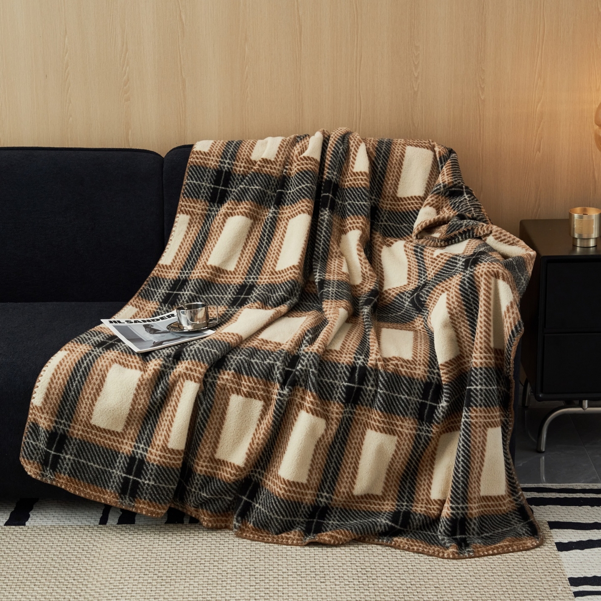 91家纺网 家纺一手货源 找家纺 莱家富 2026新款加厚高端仿羊绒毛毯沙发盖毯午睡盖被双层复古四季毯礼盒装 贝蒂斯