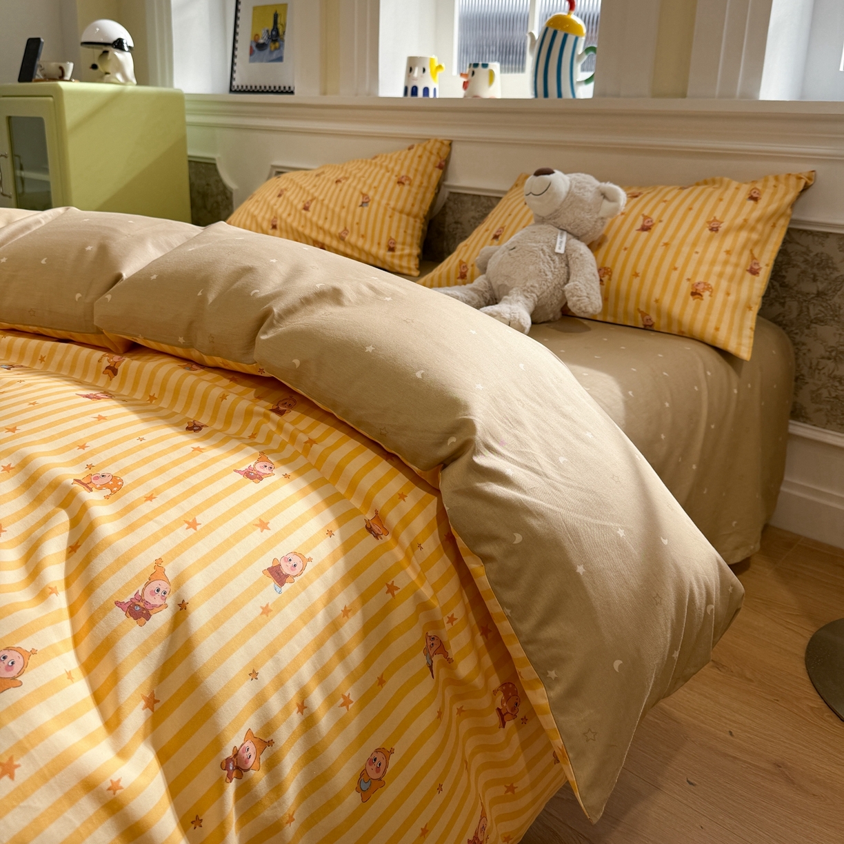 91家纺网 家纺一手货源 找家纺 （总）呗旺鹿 2026新款全棉纯棉40支13070卡通印花四件套-场景二