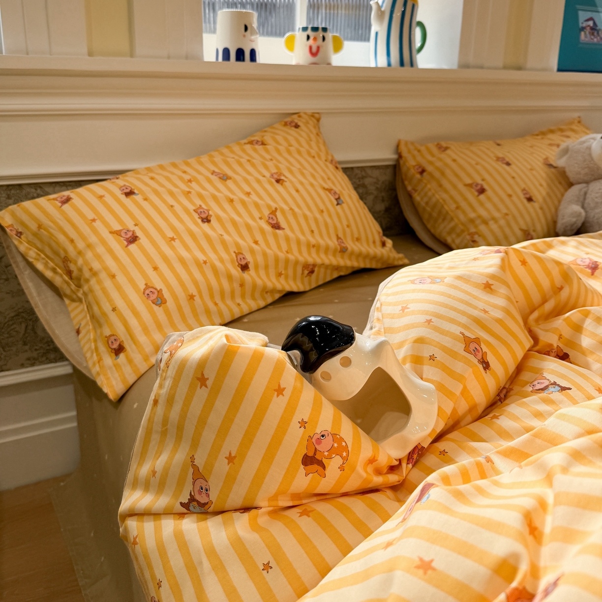 91家纺网 家纺一手货源 找家纺 （总）呗旺鹿 2026新款全棉纯棉40支13070卡通印花四件套-场景二