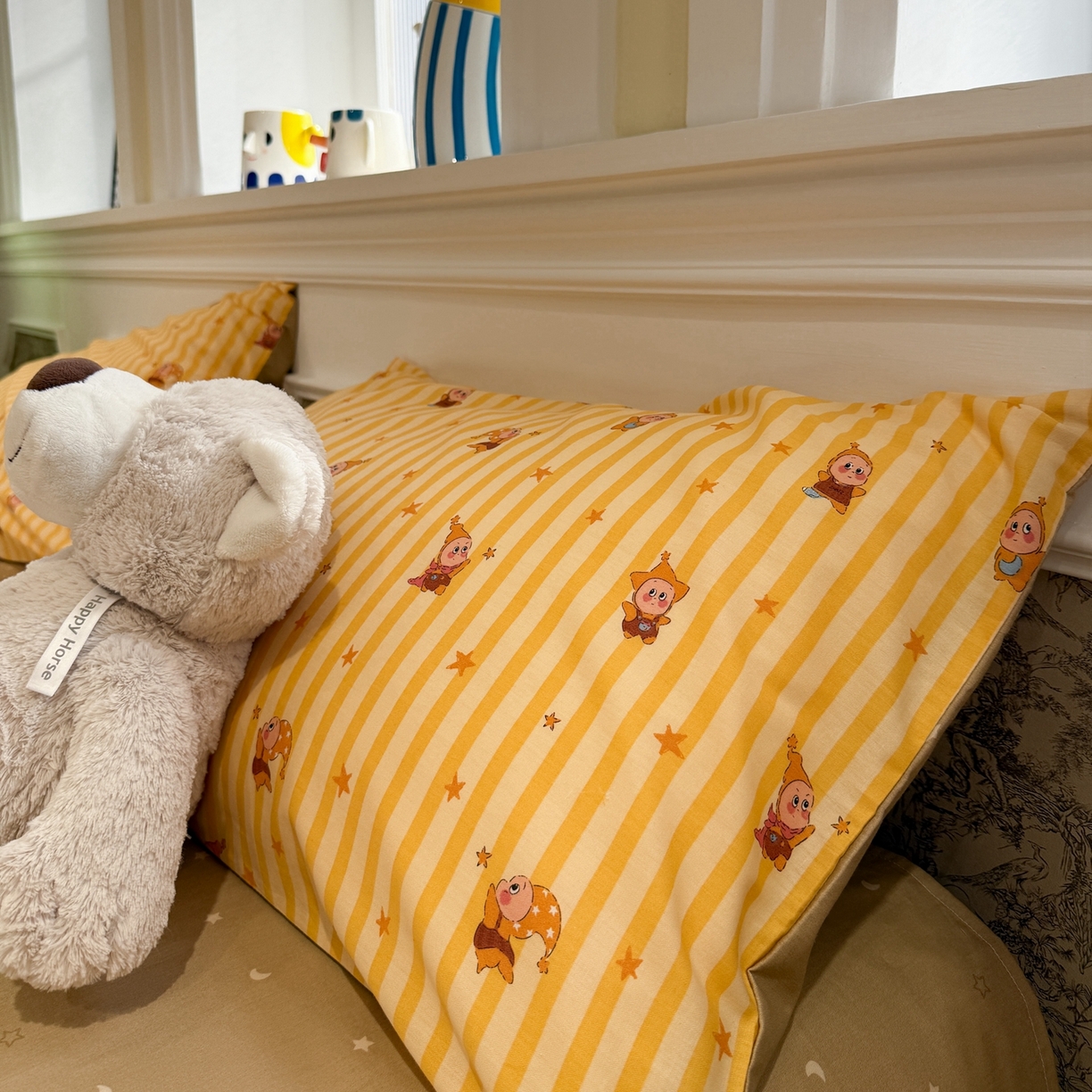 91家纺网 家纺一手货源 找家纺 呗旺鹿 2026新款全棉纯棉40支13070卡通印花四件套-场景二 萌星