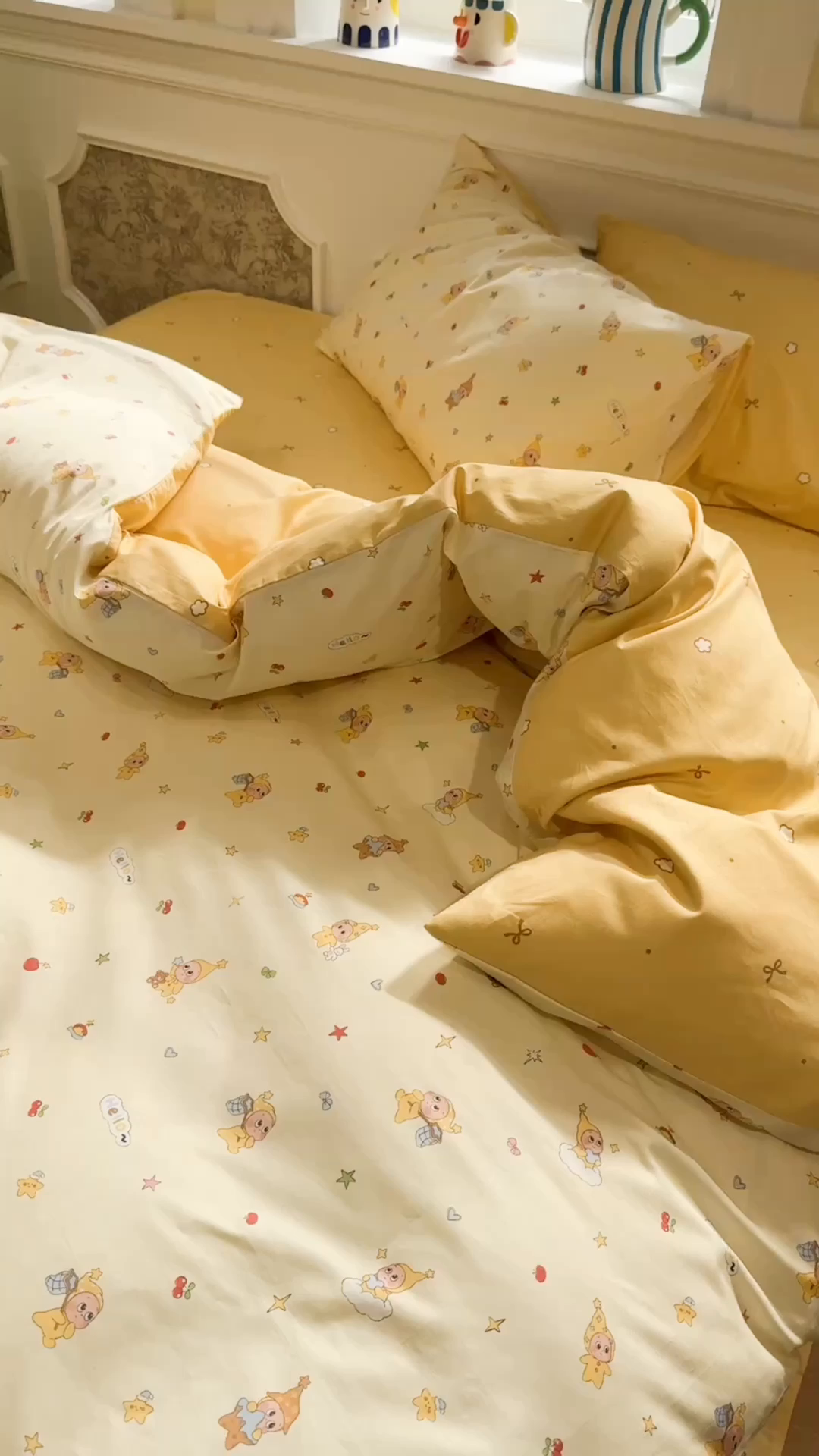 91家纺网 家纺一手货源 找家纺 呗旺鹿 2026新款全棉纯棉40支13070卡通印花四件套-场景二 可爱星人