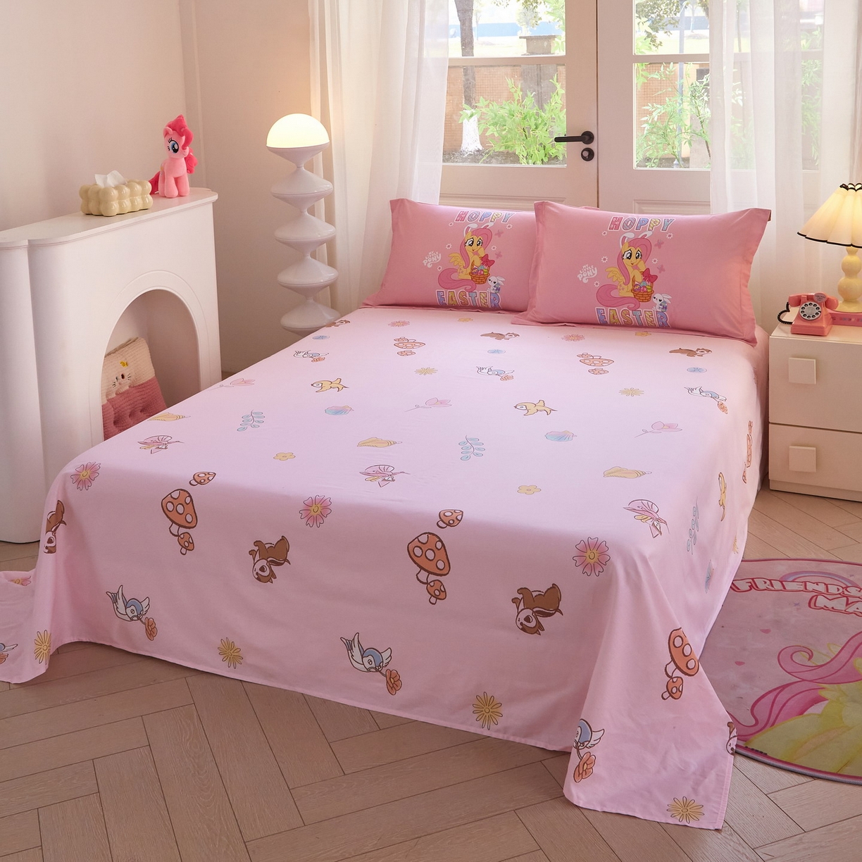 91家纺网 家纺一手货源 找家纺 蘭菲家纺 2026新款全棉纯棉大版卡通四件套-小马宝莉 粉色.宝莉