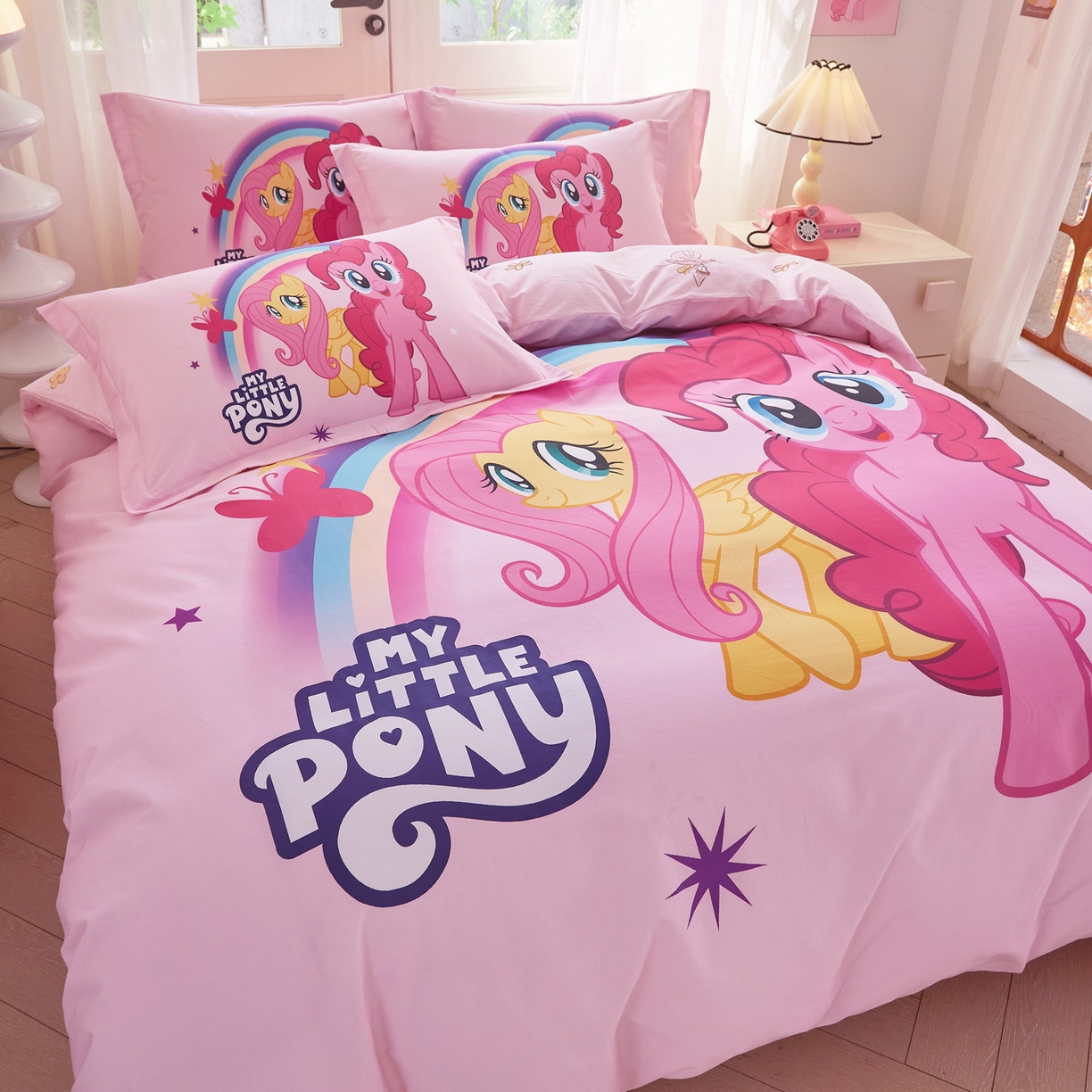 91家纺网 家纺一手货源 找家纺 蘭菲家纺 2026新款全棉纯棉大版卡通四件套-小马宝莉 伙伴宝莉