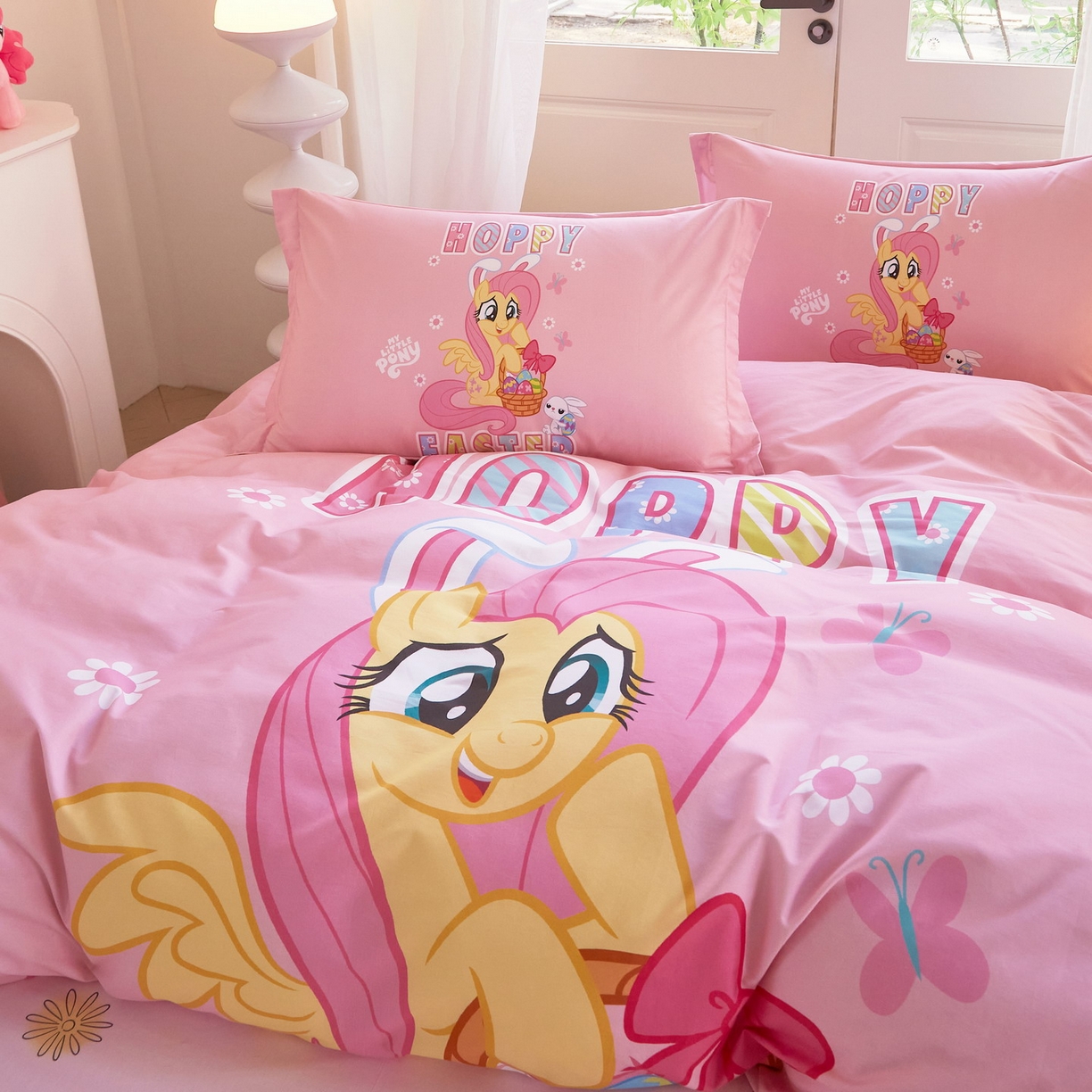 91家纺网 家纺一手货源 找家纺 蘭菲家纺 2026新款全棉纯棉大版卡通四件套-小马宝莉 粉色.宝莉