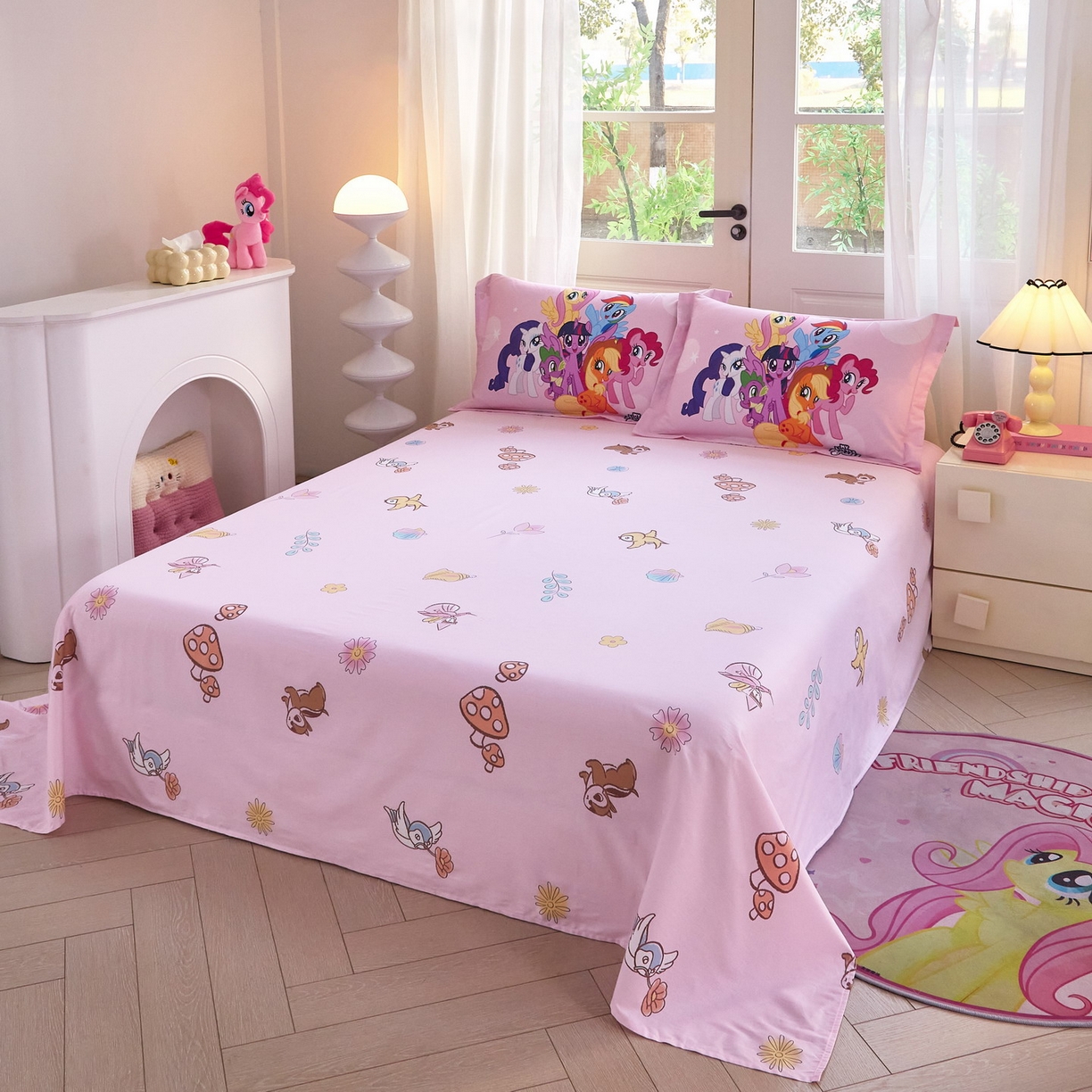 91家纺网 家纺一手货源 找家纺 蘭菲家纺 2026新款全棉纯棉大版卡通四件套-小马宝莉 大家族.宝莉