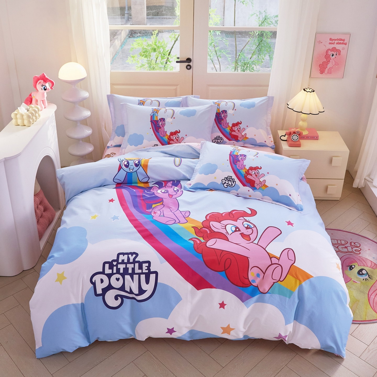 蘭菲家纺 2026新款全棉纯棉大版卡通四件套-小马宝莉 嗨皮.宝莉