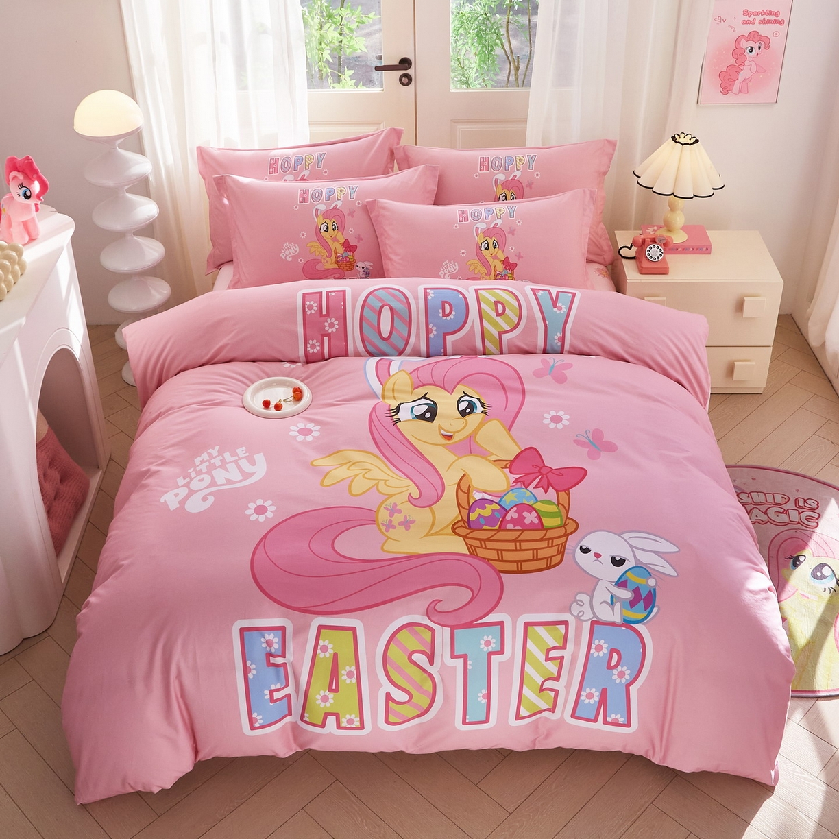 蘭菲家纺 2026新款全棉纯棉大版卡通四件套-小马宝莉 粉色.宝莉