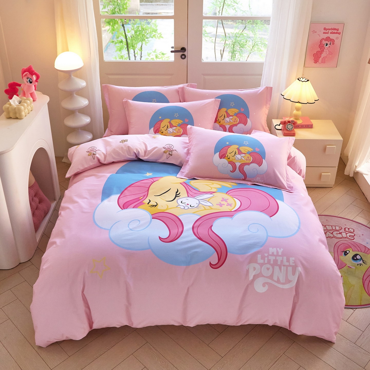 蘭菲家纺 2026新款全棉纯棉大版卡通四件套-小马宝莉 晚安.宝莉