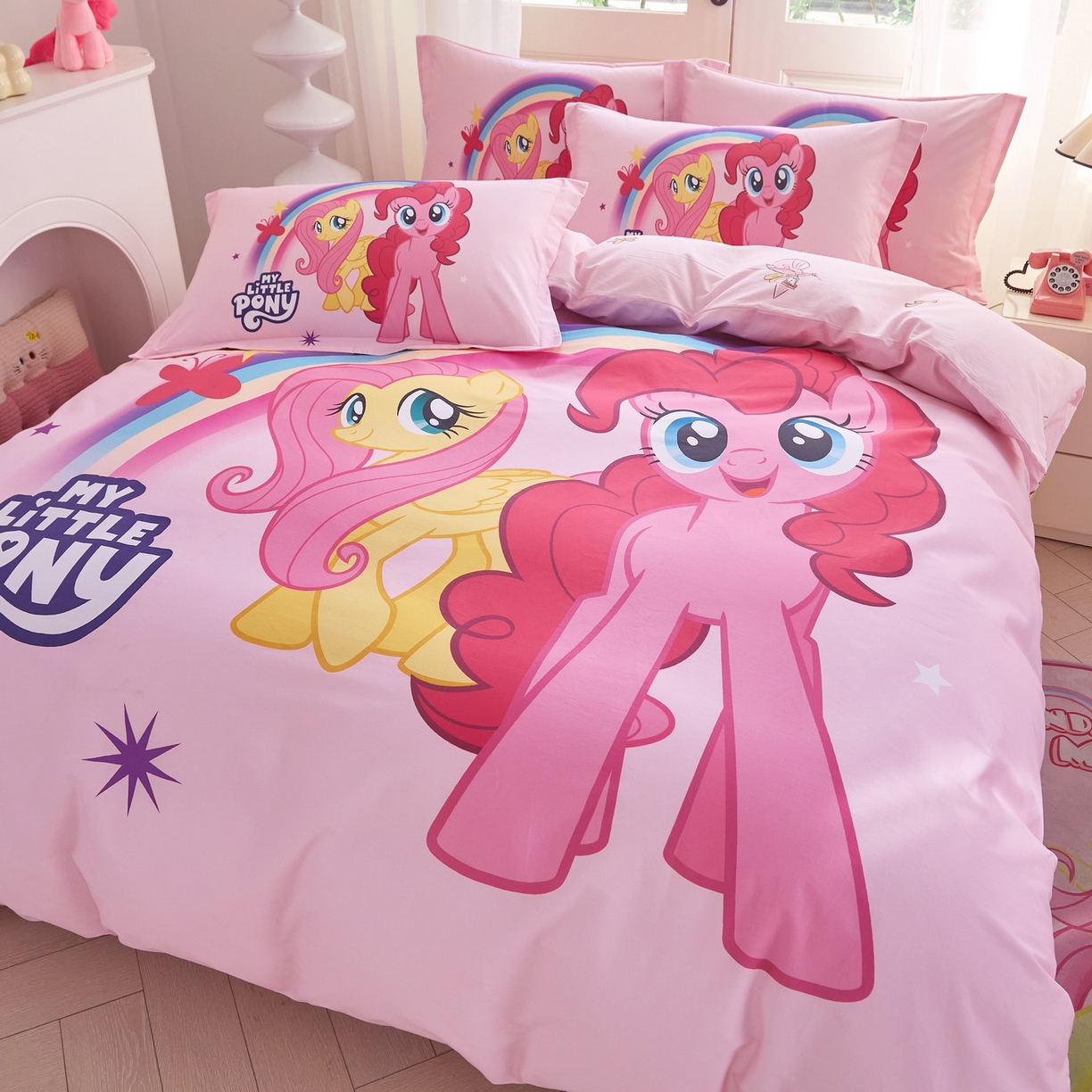 91家纺网 家纺一手货源 找家纺 蘭菲家纺 2026新款全棉纯棉大版卡通四件套-小马宝莉 伙伴宝莉