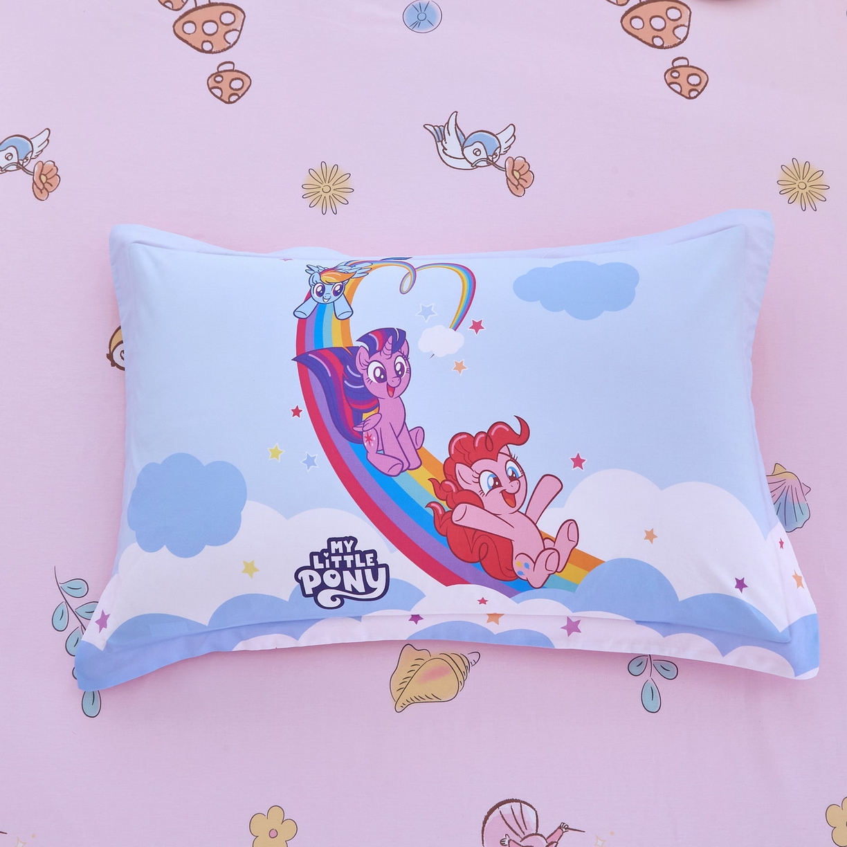 91家纺网 家纺一手货源 找家纺 蘭菲家纺 2026新款全棉纯棉大版卡通四件套-小马宝莉 嗨皮.宝莉